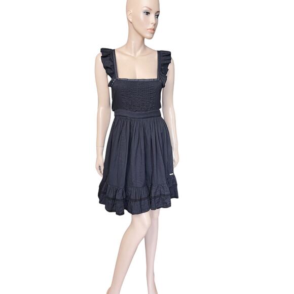 Superdry Dresses & Skirts - New Superdry Vintage Inspired Mini Dress Square Neckline Ruffles Straps Size M